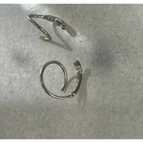 COPY - COPY - Sterling Silver Crystal Paved Twist Faux Double Loop Hoop Earring… - Picture 4 of 7